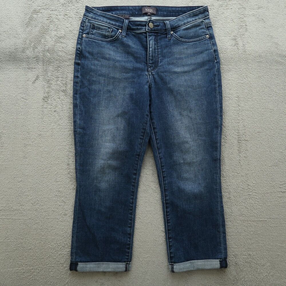 NYDJ Mid-Rise Dark Blue Cropped Jeans